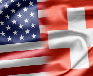 Drapeaux américain et suisse