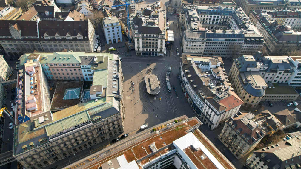 Zürich Paradeplatz von oben