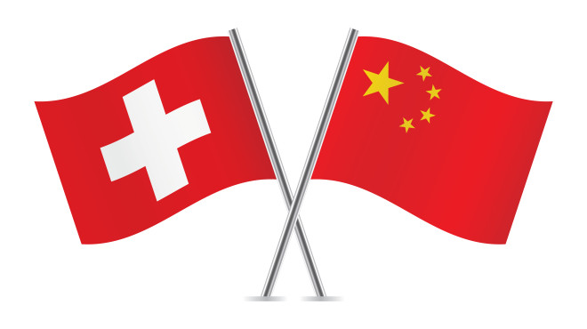 Schweizer und China Flagge