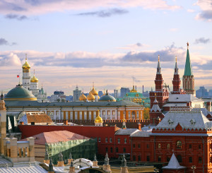 Bild über den Dächern von Moskau