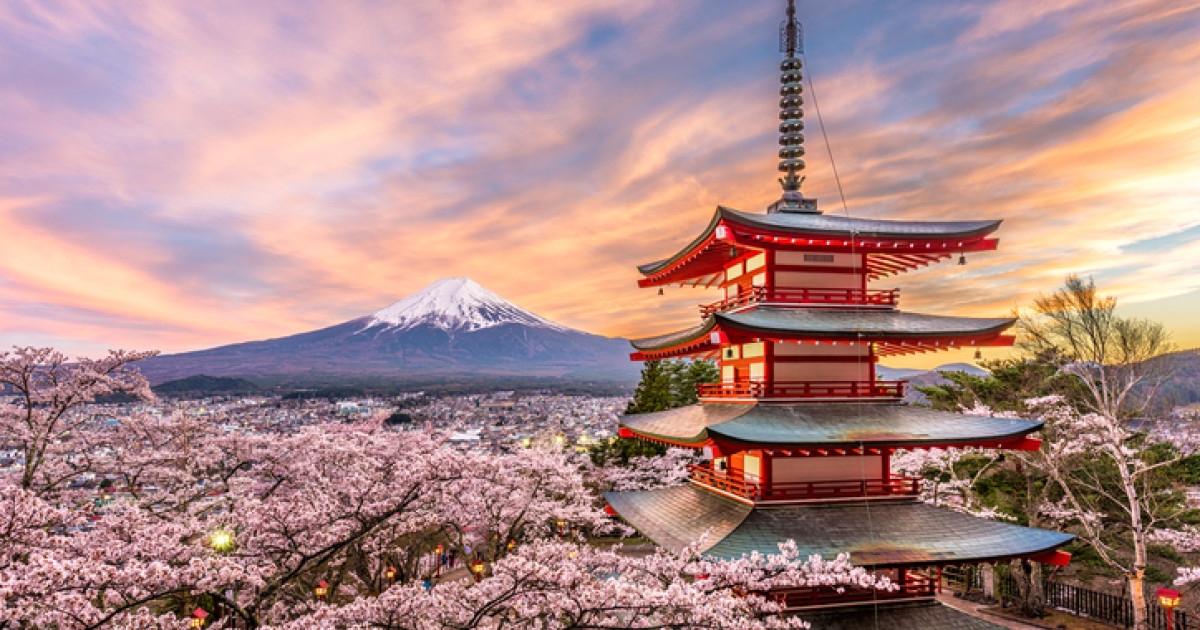 Temple and Mount Fuji